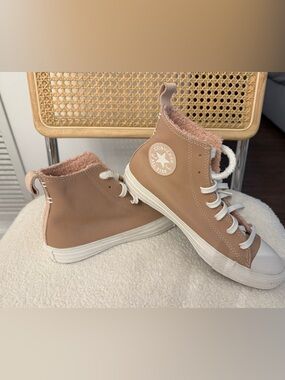 Converse High Top Sneakers - Sherpa lined, new never worn!